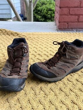 Men's Moab 3 Mid Waterproof Men’s 13 Vibram Hiking Brown Earth Outdoors Trail